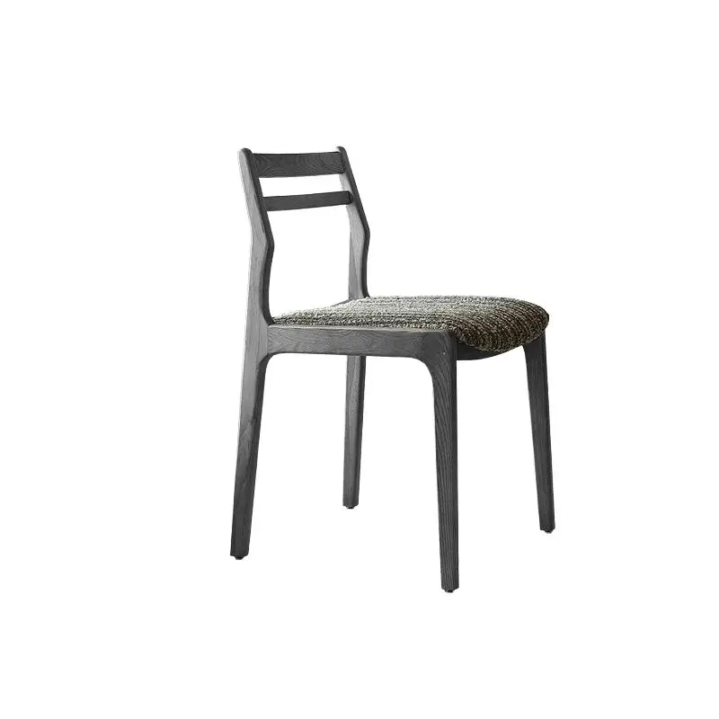 Ash Wood Modern Art Deco Dining Chair with Boucle Seat and Curved Back