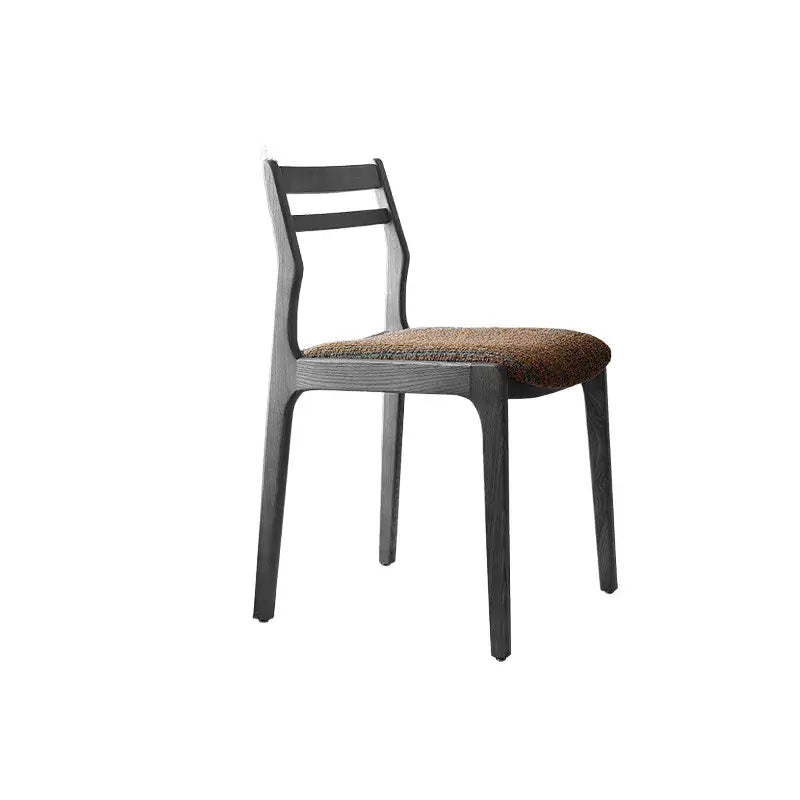 Ash Wood Modern Art Deco Dining Chair with Boucle Seat and Curved Back