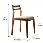 Ash Wood Modern Art Deco Dining Chair with Boucle Seat and Curved Back Dimensions