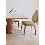 Ash Wood Playing Card Spade Chair Series, Sculptural Upholstered Dining Accent Seating