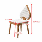 Ash Wood Playing Card Spade Chair Series, Sculptural Upholstered Dining Accent Seating Dimensions