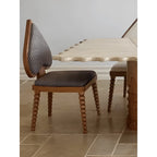 Ash Wood Playing Card Spade Chair Series, Sculptural Upholstered Dining Accent Seating