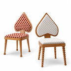 Ash Wood Playing Card Spade Chair Series, Sculptural Upholstered Dining Accent Seating Main Product Image