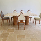 Ash Wood Playing Card Spade Chair Series, Sculptural Upholstered Dining Accent Seating