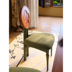 Ash Wood Set of 2 Dining Chairs With Clover Back and Corduroy Seat