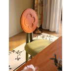 Ash Wood Set of 2 Dining Chairs With Clover Back and Corduroy Seat