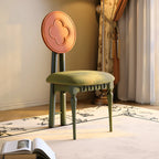 Ash Wood Set of 2 Dining Chairs With Clover Back and Corduroy Seat