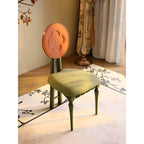 Ash Wood Set of 2 Dining Chairs With Clover Back and Corduroy Seat