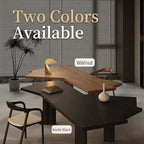Asymmetric Geometric Wood Desk Series With Wooden Office Chair Sets