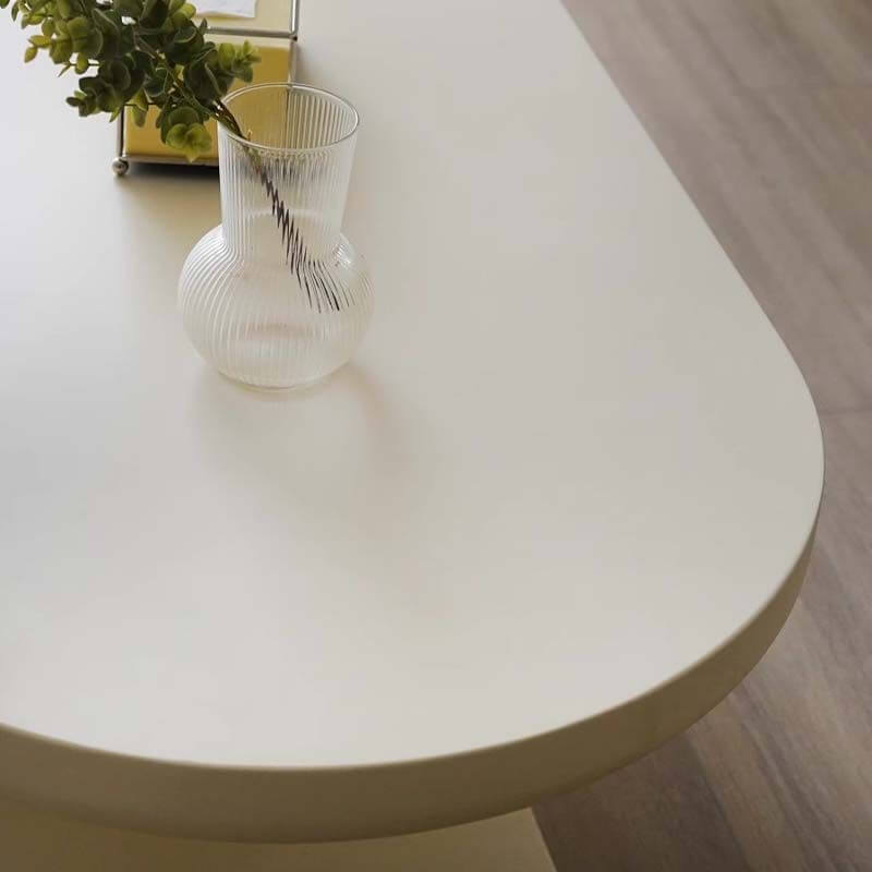 Asymmetrical Modern Coffee Table with Oval Top and Wood Base