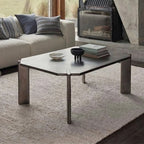 Asymmetrical Stainless Steel Coffee Table with Sculptural Base and Industrial Detailing