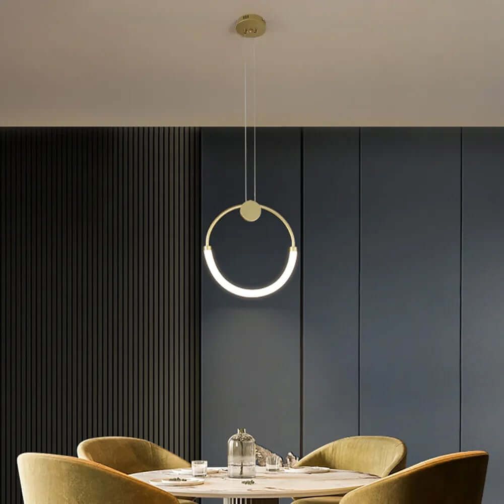 Aura Circle Pendant Light – Gold Metal Ambient Ceiling Fixture Secondary image