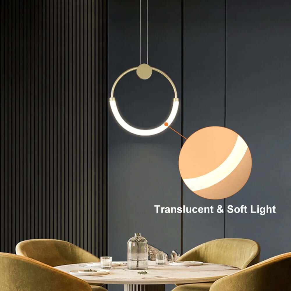Aura Circle Pendant Light – Gold Metal Ambient Ceiling Fixture