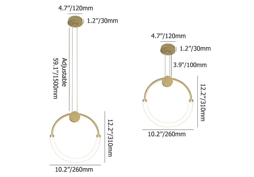 Aura Circle Pendant Light – Gold Metal Ambient Ceiling Fixture