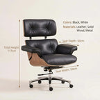 Axis Ergonomic Leather Office Chair with Solid Wood Backrest