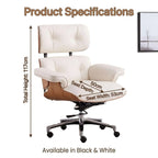 Axis Ergonomic Leather Office Chair with Solid Wood Backrest