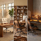 Axis Ergonomic Leather Office Chair with Solid Wood Backrest