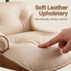 Axis Ergonomic Leather Office Chair with Solid Wood Backrest