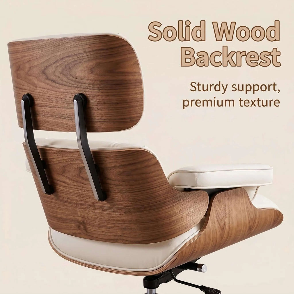 Axis Ergonomic Leather Office Chair with Solid Wood Backrest