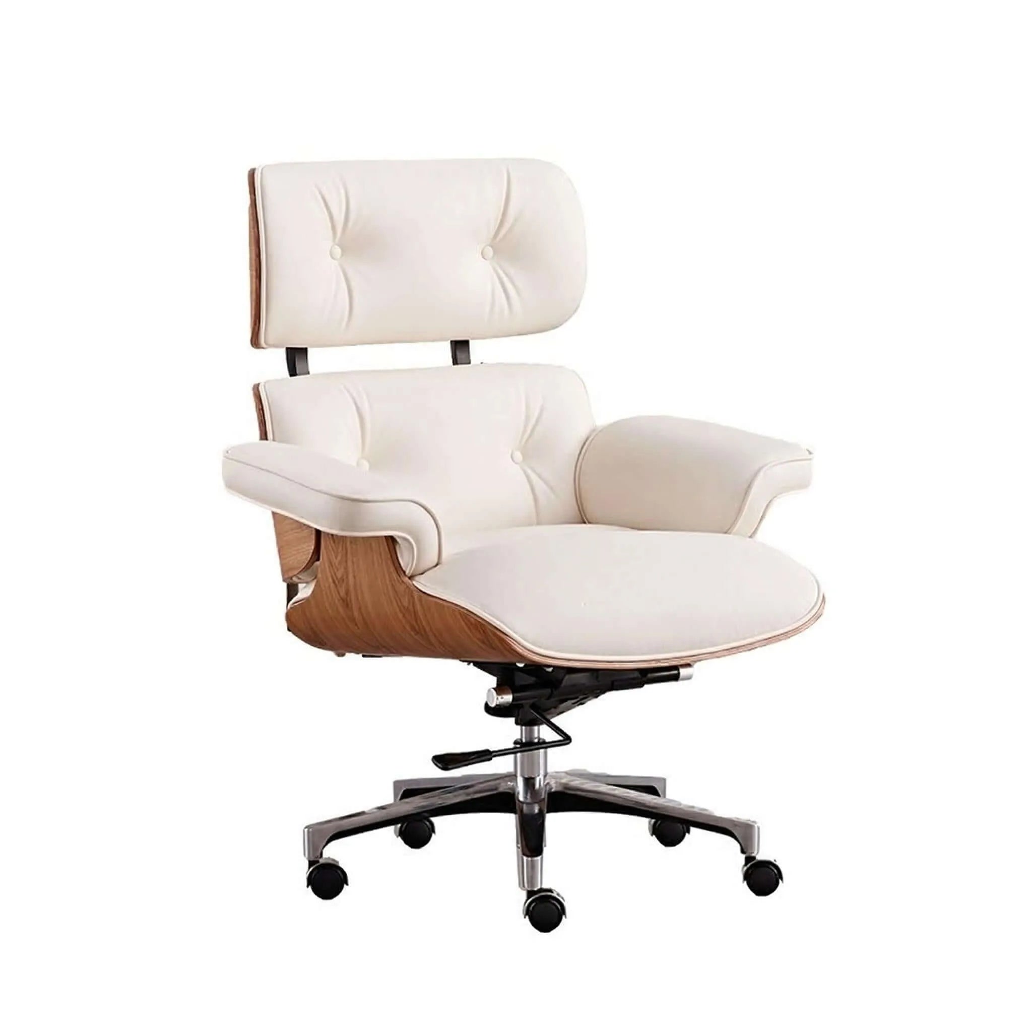 Axis Ergonomic Leather Office Chair with Solid Wood Backrest