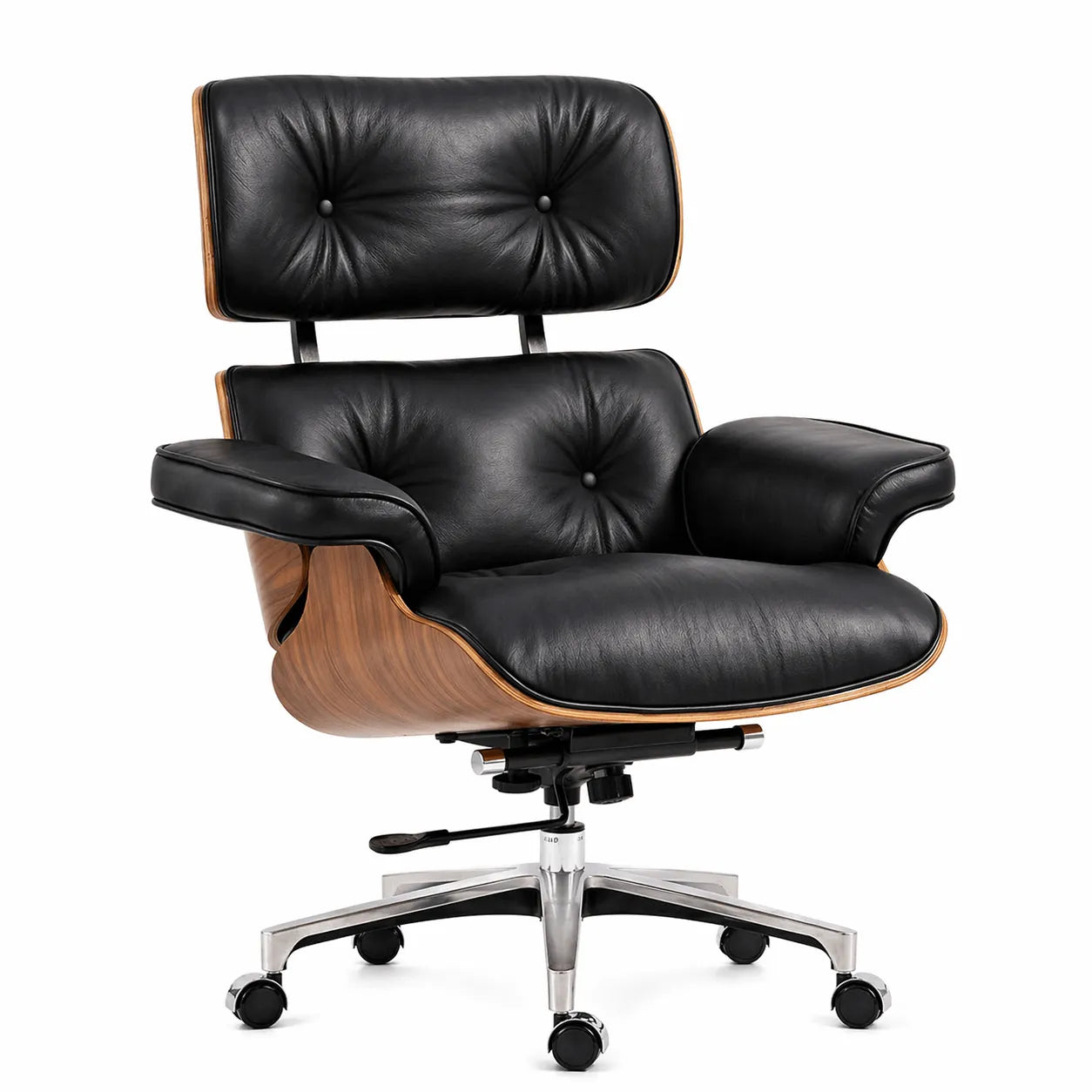 Axis Ergonomic Leather Office Chair with Solid Wood Backrest Main Product Image Main image