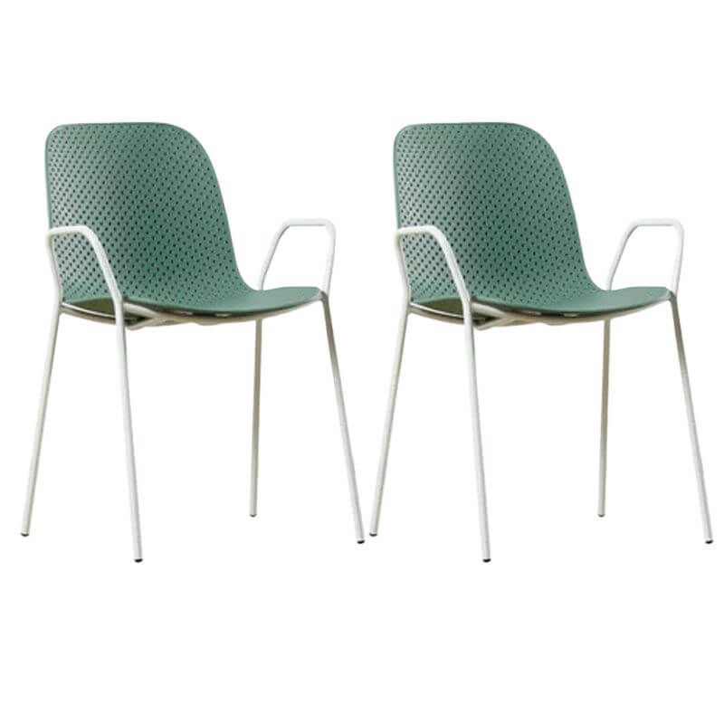 Scandinavian stackable kitchen chair with plastic and acrylic seat and metal legs