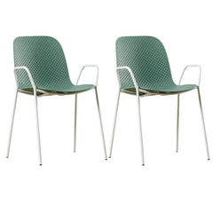 Scandinavian Stackable Plastic & Acrylic Kitchen & Dining Chair with Metal Legs Dining Chairs