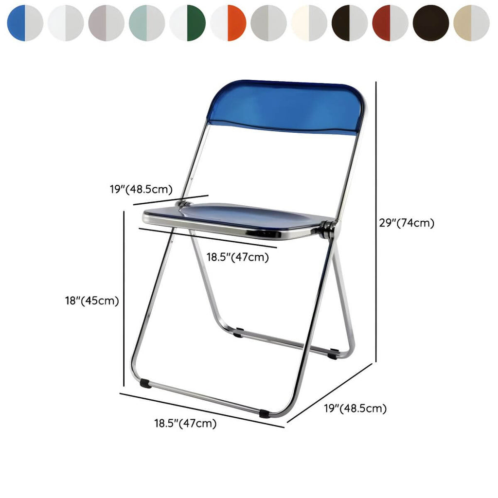 Contemporary acrylic folding armless chair with open back, ideal for dining rooms