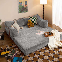 Corduroy Fabric 78.7" Compressed Sofa Bed Free DIY Couch with 3 Stainless Steel Frames