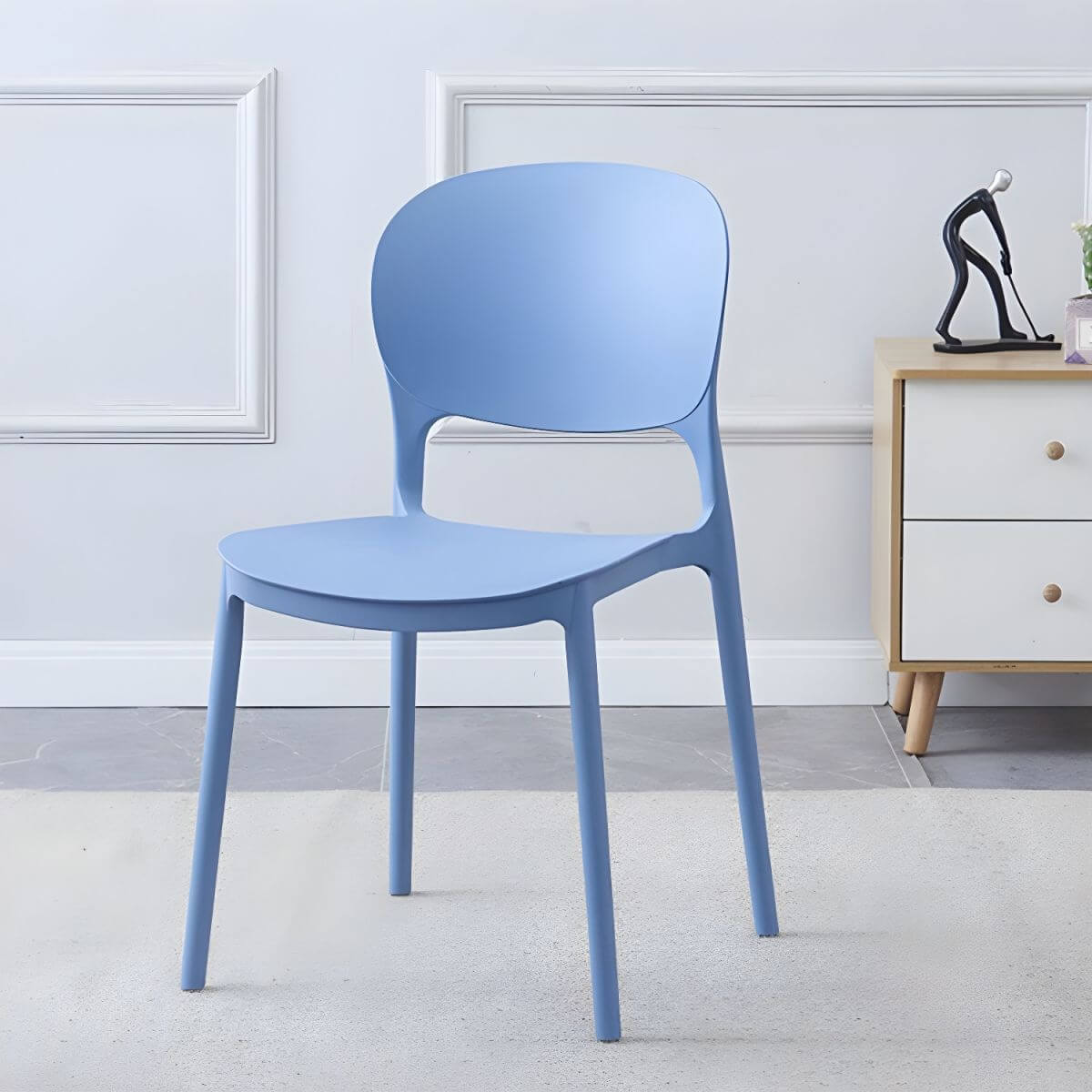 Scandinavian style stackable plastic and acrylic dining side chair for kitchen and dining