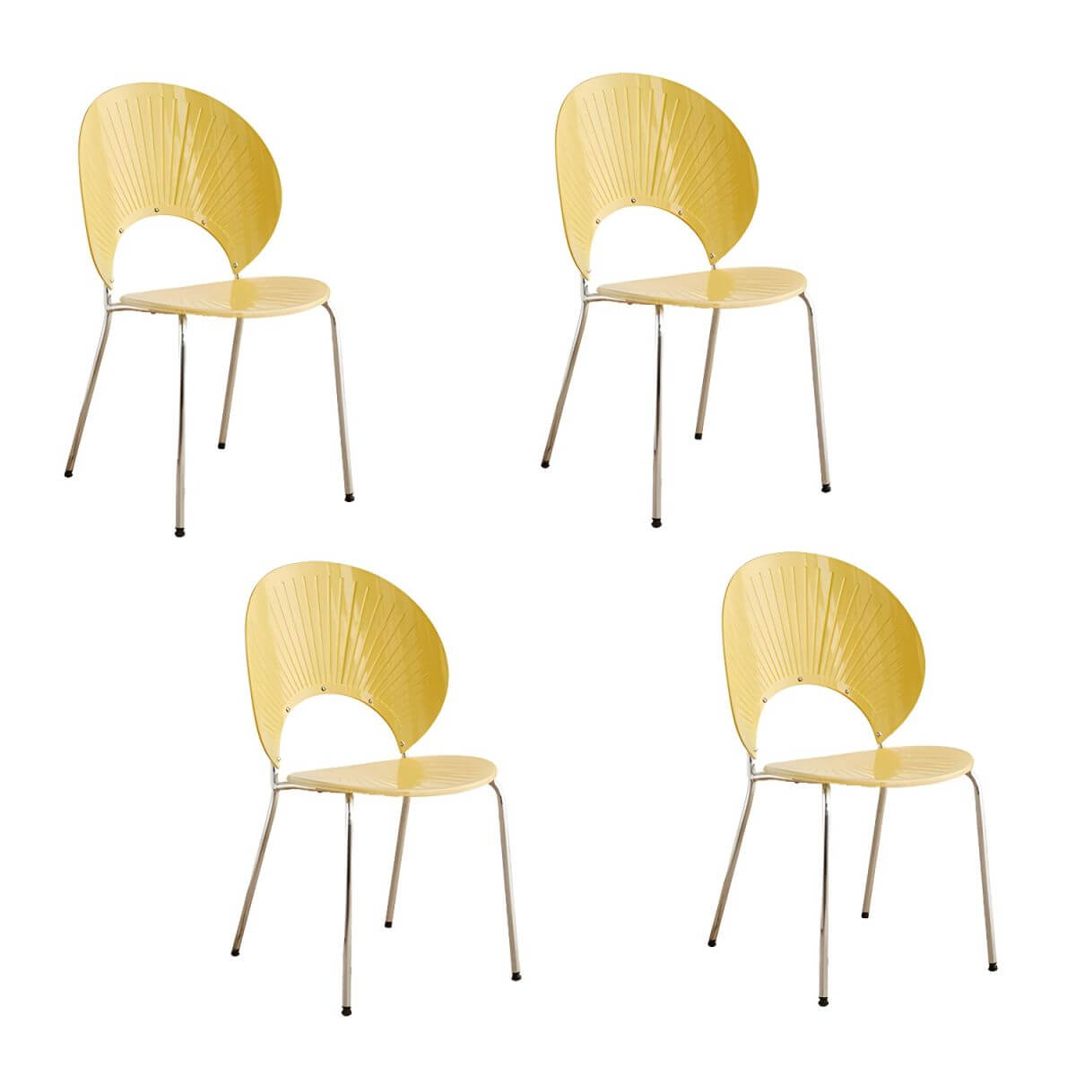 Scandinavian style stackable armless side chair made of plastic and acrylic for dining