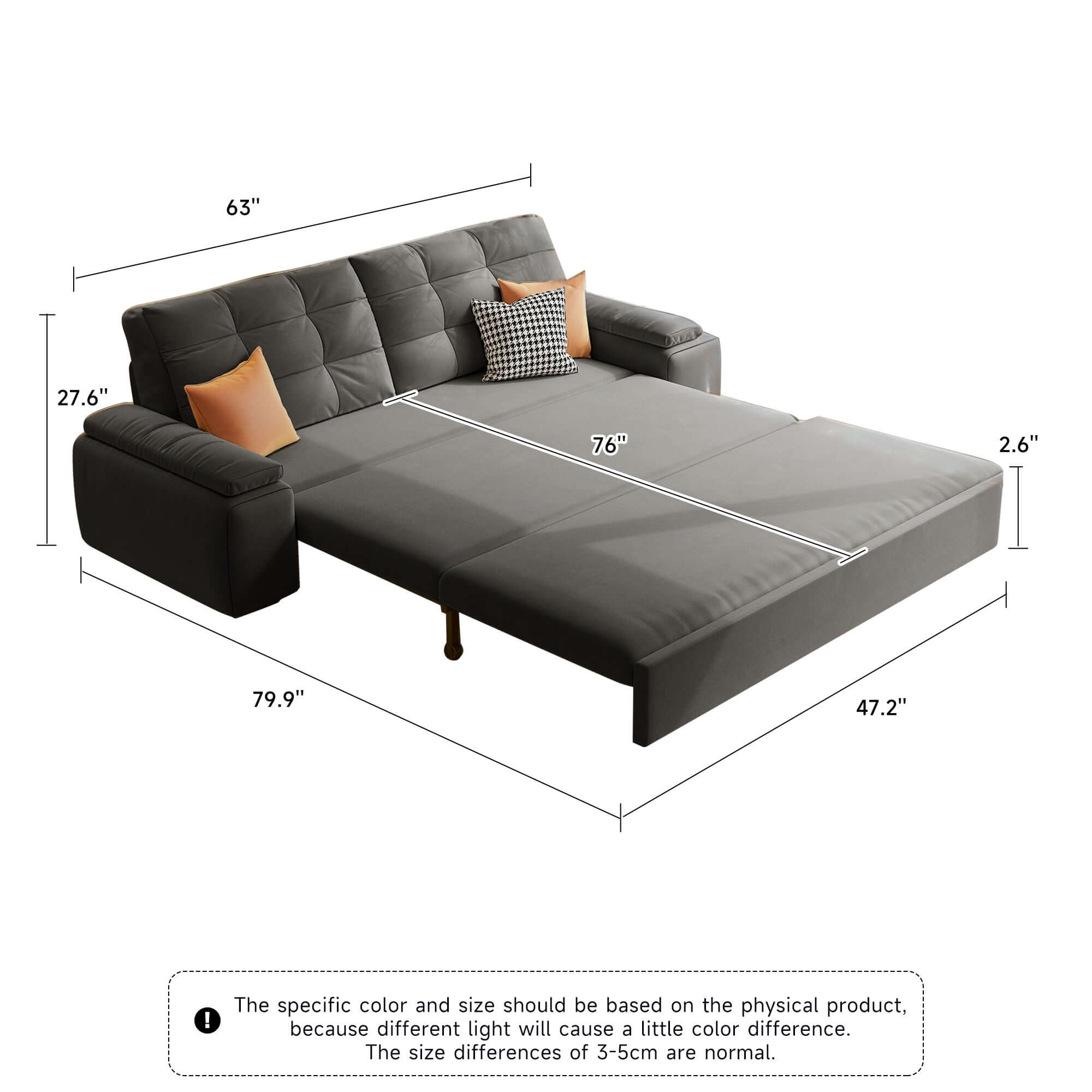 Convertible sleeper sofa bed with storage and pull-out design for modern living spaces