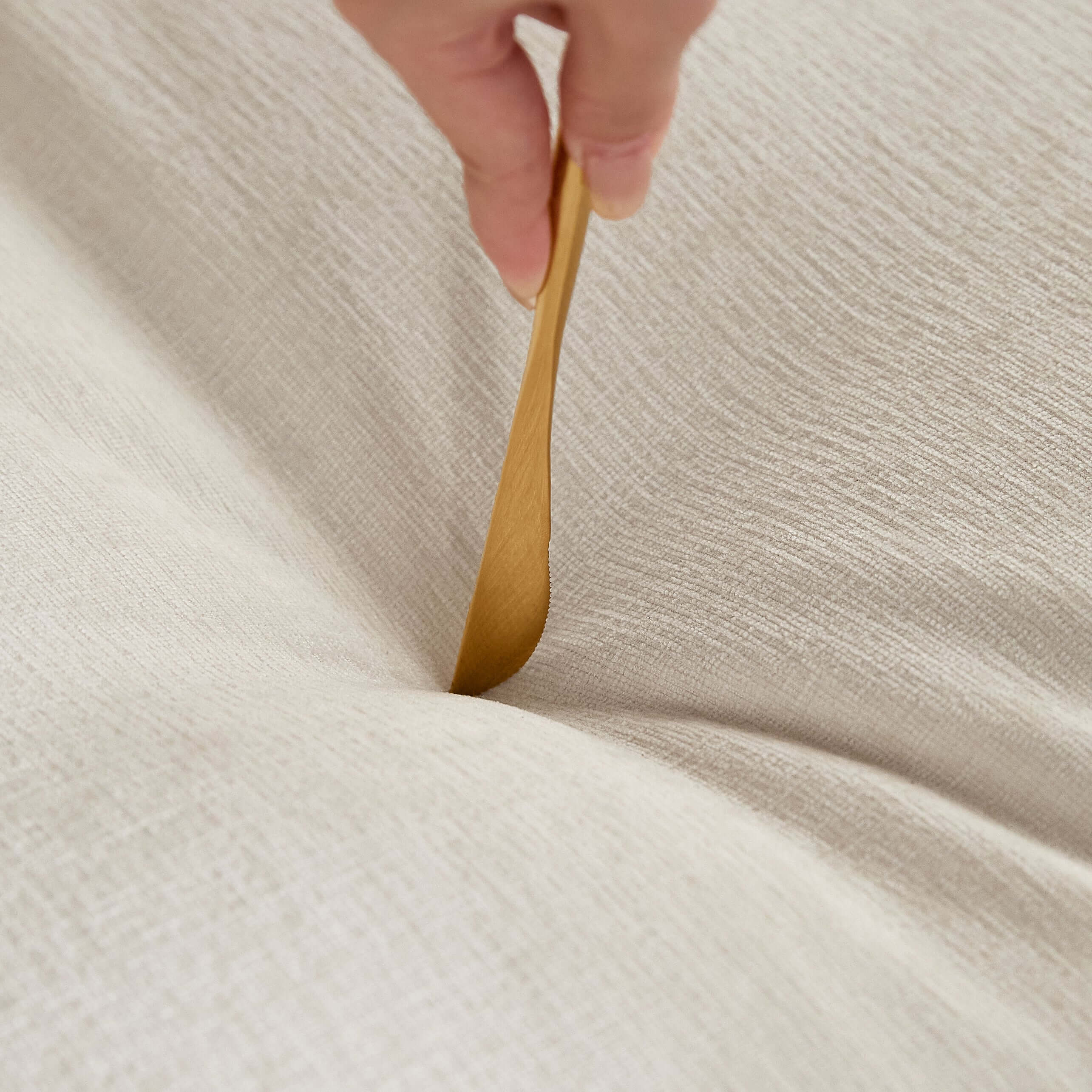 Japandi style solid ash wood sofa upholstered in cotton linen, corduroy, and cat-scratch fabric