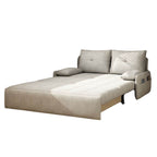 White polyester blend sleeper sofa with metal frame and casters, modern futon for versatile seating