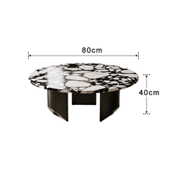 Elegant Terrazzo Coffee Table Set for Modern Living Rooms – Round Design with Unique Black and White Pattern