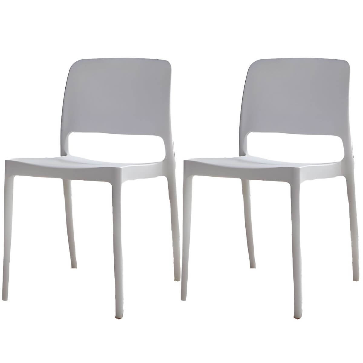 Scandinavian plastic and acrylic dining chair with low backrest and armless design