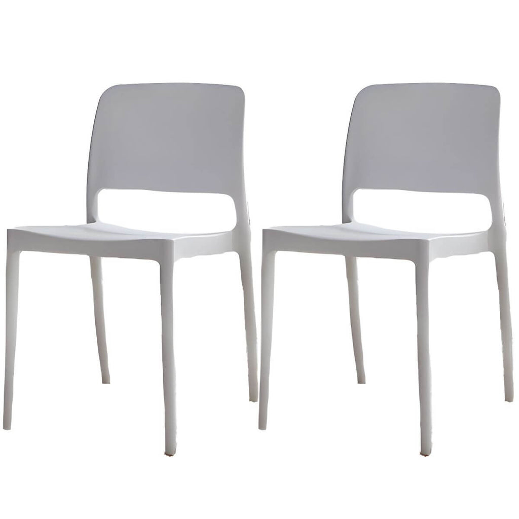 Scandinavian plastic and acrylic dining chair with low backrest and armless design