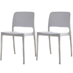Scandinavian plastic and acrylic dining chair with low backrest and armless design
