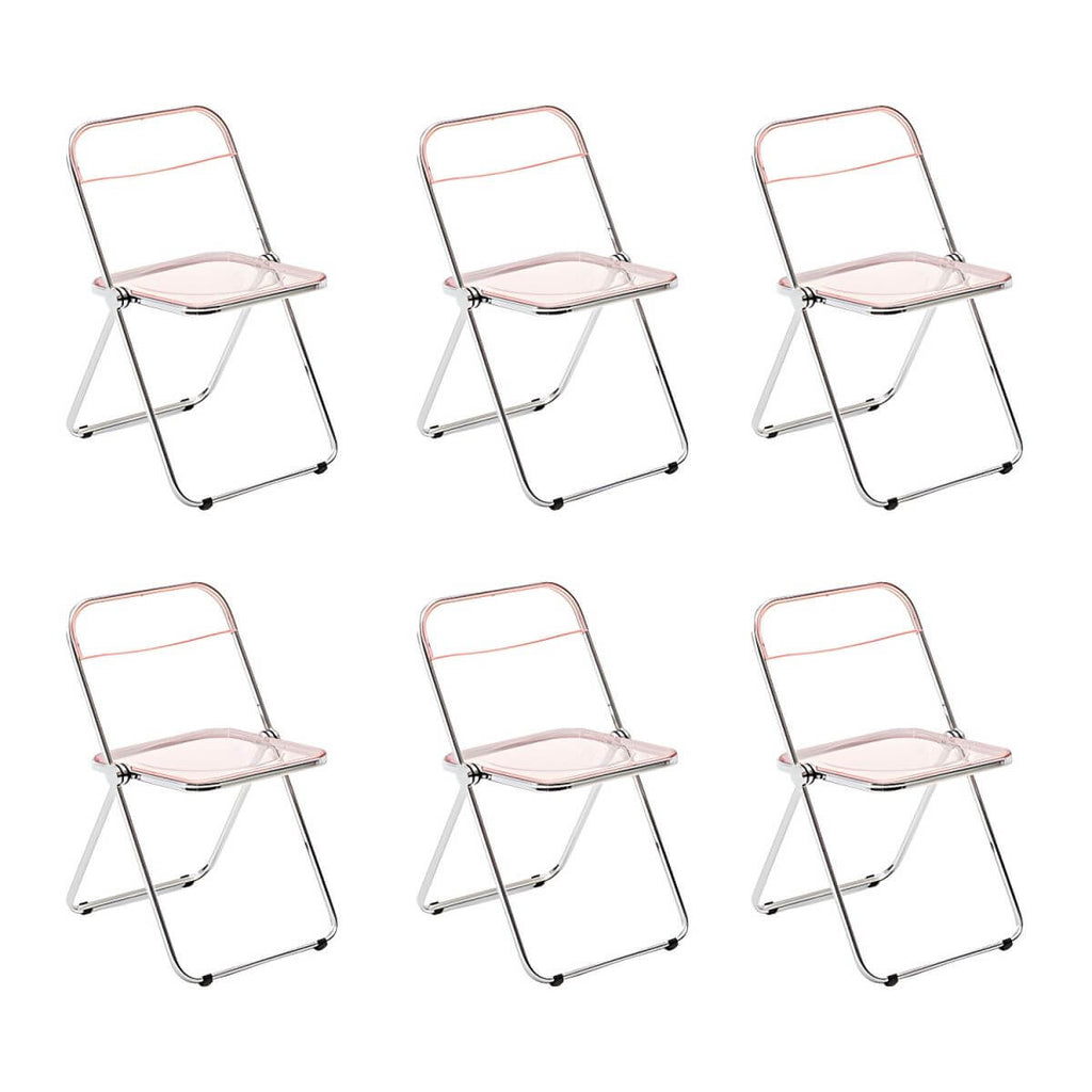 Scandinavian style dining chair with silver metal legs and plastic acrylic seat