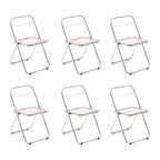 Scandinavian style dining chair with silver metal legs and plastic acrylic seat