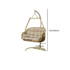 Tropical Cocoa/Cream/Chalk Alloy Frame Upholstered Porch Swing with Stand and Chain, Stand Included Porch Swings