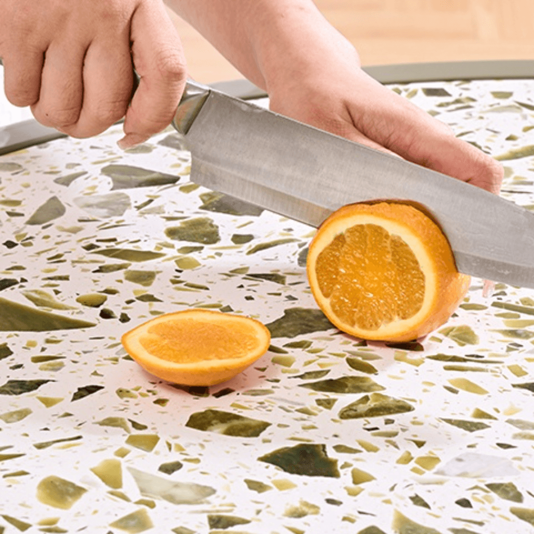 Green terrazzo coffee table set with modern design for stylish living rooms