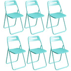 Modern collapsible open back side chair made of plastic and acrylic, ideal for kitchen and dining areas