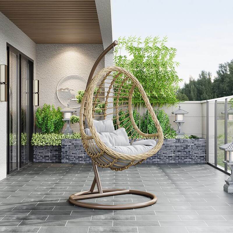 Tropical alloy framed porch swing egg chair with stand and chain included