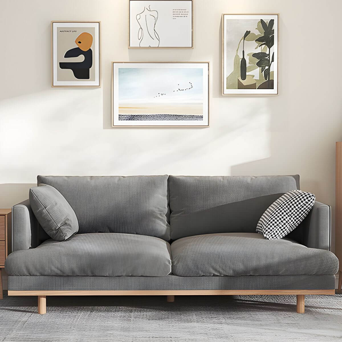 Modern polyester sofa settee with recessed arms and tight back, ideal for living room seating main product image