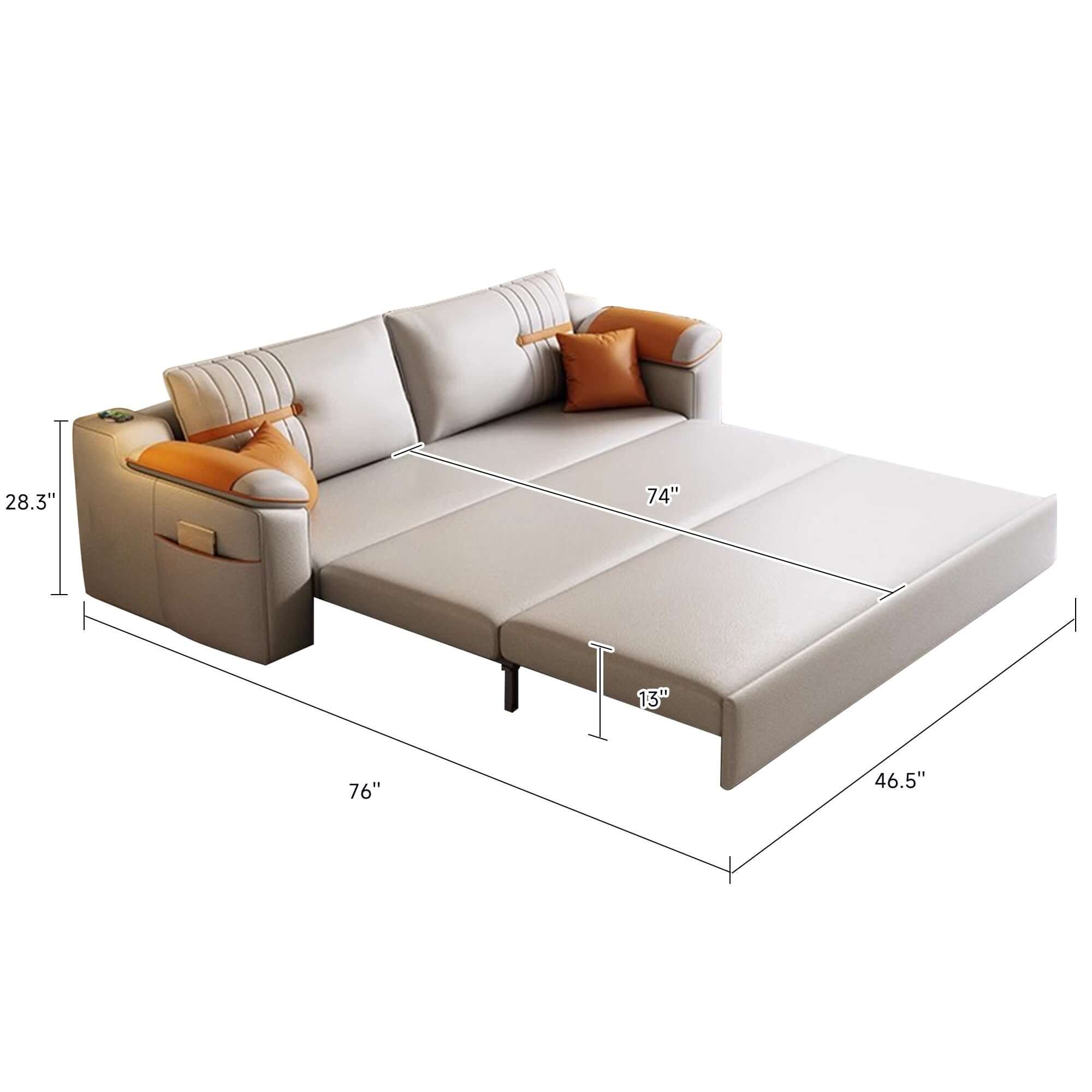 Convertible sleeper sofa bed with spacious storage compartment for small living spaces