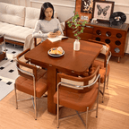 Scandinavian-inspired folding dining table with ample storage for stylish, space-saving home decor