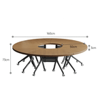 Foldable conference table with modern curve design and comfortable mesh chairs for meetings