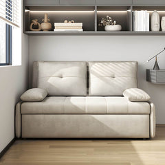 Modern White Polyester Blend Sleeper Sofa with Metal Frame and Casters Futons
