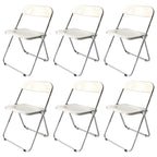 Contemporary acrylic folding armless chair with open back, ideal for dining rooms
